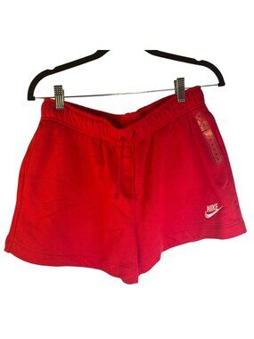 New Nike Red Drawstring Medium Mid-Rise Shorts 80% Cotton 20% Polyester